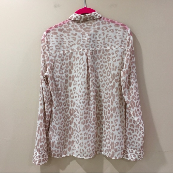 Express the portofino shirt Top Animal Printed Leopard White Pink size s New - Picture 2 of 5